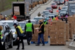 LA, pennsylvania, food bank drive through in la and pennsylvania overrun by hundreds of unemployed americans, Food bank