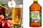 Apple juice, preschool kids, preschoolers served with cleaning liquid to drink instead of apple juice, Apple juice
