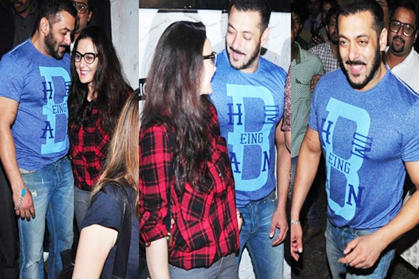 Salman Khan seen walking after dinner with Preity and friends},{Salman Khan seen walking after dinner with Preity and friends